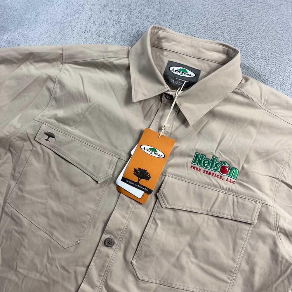 Arborwear Mens Nelson Tree Service Work Shirt Tan Short Sleeve NWT Large